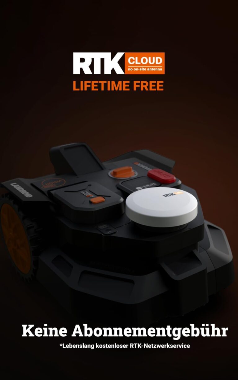 WORX Landroid Vision Cloud WR306E 2WD Mähroboter ohne Begrenzungskabel für 600 m² (KI-Hinderniserkennung, VSLAM+ RTK Cloud Navigation, Auto-Mapping, App-Steuerung, Cut-to-Zero)