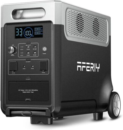 AFERIY 3600W Tragbare Powerstation, 3840Wh LiFePO4-Batterie, 3x230V AC-Ausgang 3600W(7200W Spitze), 2200W Solarenergie-Ladefunktion, Bluetooth, APP, UPS