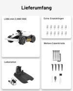 MAMMOTION LUBA Mini 2 AWD 1000 Mähroboter ohne Begrenzungskabel, Empf.1000㎡ Tri-Kamera-AI-Vision & NetRTK-Positionierung, Auto-Mapping, DropMow-Modus, 80% Steigung, Schnitthöhe 20-65mm, 10 Multi-Zonen