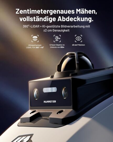 MAMMOTION YUKA mini 2 1000 Mähroboter ohne Begrenzungskabel, Empf.1000 m², ohne RTK& 360°LiDAR& Dual-KI Vision, Steigungen bis zu 45%, 6.1 Ah Akku Lange Batterielaufzeit, DropMow, Schnitthöhe 2-6 cm