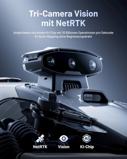 MAMMOTION LUBA Mini 2 AWD 1000 Mähroboter ohne Begrenzungskabel, Empf.1000㎡ Tri-Kamera-AI-Vision & NetRTK-Positionierung, Auto-Mapping, DropMow-Modus, 80% Steigung, Schnitthöhe 20-65mm, 10 Multi-Zonen