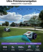 ANTHBOT M5 Mähroboter ohne Begrenzungskabel, Neuer Genie mit RTK-Navigation und Dual-Vision, KI-Hindernisvermeidung, App-Steuerung, für Gärten bis 500 m² (max. 700 m²), Rasenroboter mit 45% Steigung