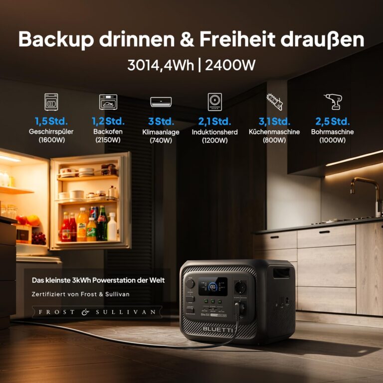 BLUETTI Elite 300 Solargenerator mit 350W Solarpanel, 3014,4 Wh LiFePO4 Batterie Backup mit 2400W AC Ausgängen (4800W Surge), Kompakte 3kWh Powerstation für Zuhause, Notfall & Wohnmobil