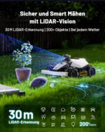 MAMMOTION LUBA mini AWD LiDAR Mähroboter ohne Begrenzungskabel & RTK-Antenne für 1500 m², 3D LiDAR+NetRTK+AI Vision Triple-Fusion, AWD 80% Steigung, Automatische Kartierung, 3 Jahre Gratis-4G