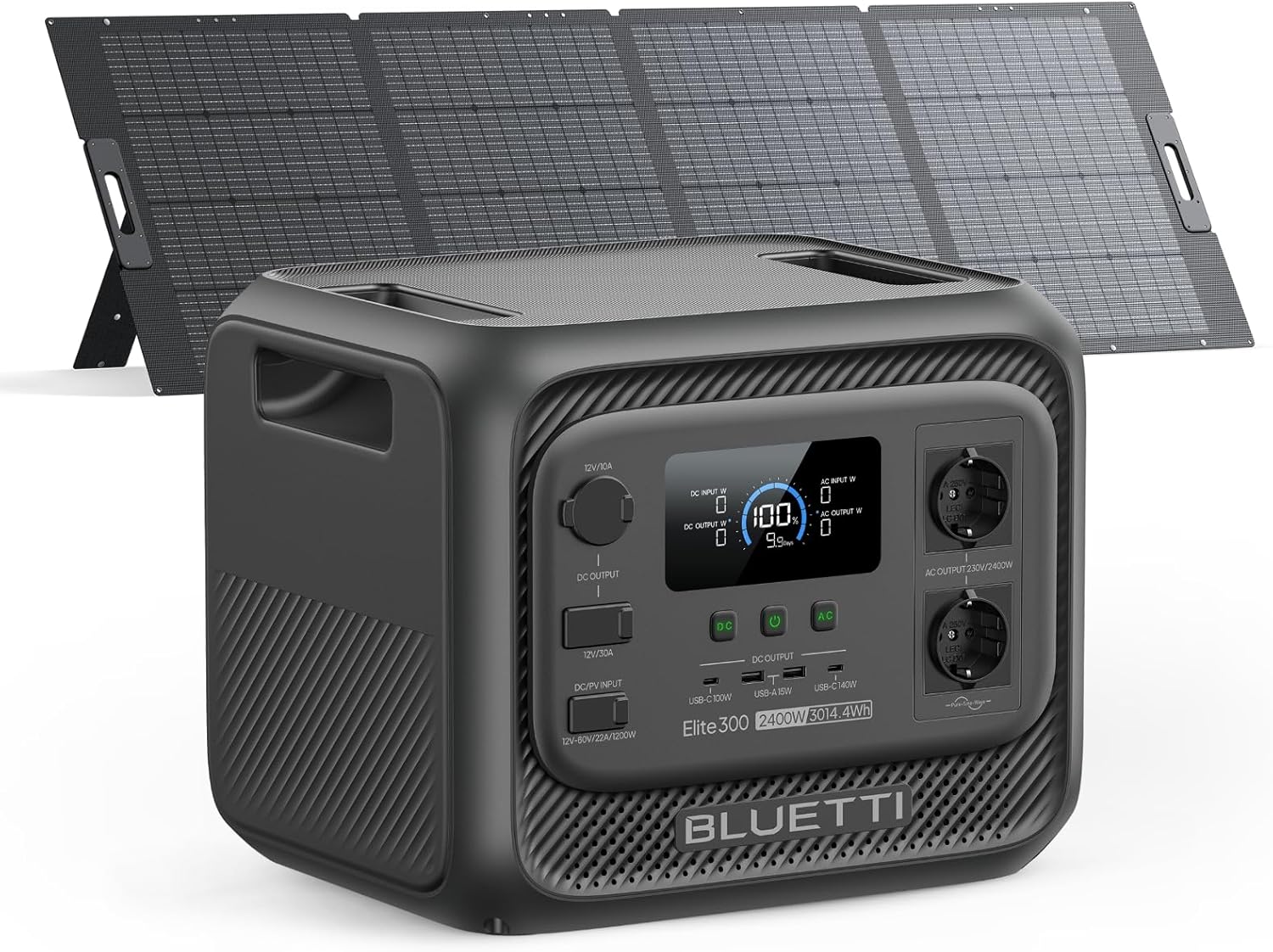 71MlyIh2kcL._AC_SL1500 BLUETTI Elite 300 Solargenerator mit 350W Solarpanel, 3014,4 Wh LiFePO4 Batterie Backup mit 2400W AC Ausgängen (4800W Surge), Kompakte 3kWh Powerstation für Zuhause, Notfall & Wohnmobil