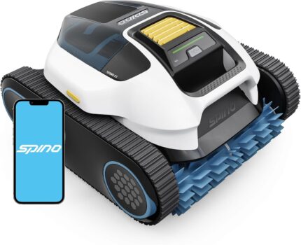 (2026 Neues) Spino E1 Poolroboter Wand und Boden, Wasserleitung, Laufzeit von 210 Minuten, 21950 LPH Max, 5 Modi, kabelloser Poolsauger, Navigation SmartArc, App-Steuerung, ideal für Pools mit 150 m²