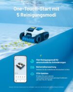 (2026 Neues) Spino E1 Poolroboter Wand und Boden, Wasserleitung, Laufzeit von 210 Minuten, 21950 LPH Max, 5 Modi, kabelloser Poolsauger, Navigation SmartArc, App-Steuerung, ideal für Pools mit 150 m²