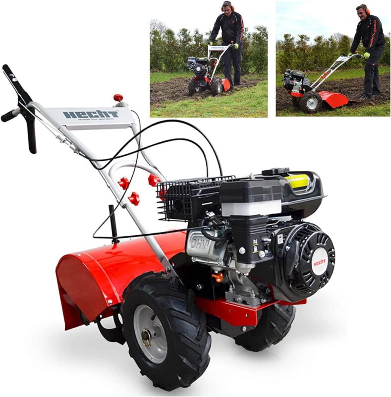 HECHT Benzin-Gartenfräse 750 Motorhacke Kultivator Bodenhacke Bodenfräse Fräse (Motorleistung: 4,7 kW (6,5 PS), 50 cm Arbeitsbreite, 4 Kreisel mit je 4 Messern)