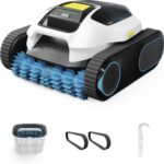 Spino E1 kabelloser Poolsauger mit Wandklettern, Wasserlinienreinigung, 21950 LPH Max, EIN kostenloses Zubehörset ist im Lieferumfang enthalten (2* Schienenreifen Rad, 1* Haken, 1 *Filterkorb)