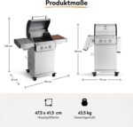 BURNHARD 2-Brenner Gasgrill FRED Jr. Deluxe Series 3 inkl. 900°C Infrarot-Keramikbrenner, Edelstahl-Grillrost, Grillabdeckung, Edelstahl Grillwagen + klappbare Seitentische