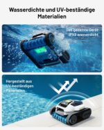 (2026 Neues) Spino E1 Poolroboter Wand und Boden, Wasserleitung, Laufzeit von 210 Minuten, 21950 LPH Max, 5 Modi, kabelloser Poolsauger, Navigation SmartArc, App-Steuerung, ideal für Pools mit 150 m²