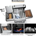 BURNHARD 2-Brenner Gasgrill FRED Jr. Deluxe Series 3 inkl. 900°C Infrarot-Keramikbrenner, Edelstahl-Grillrost, Grillabdeckung, Edelstahl Grillwagen + klappbare Seitentische