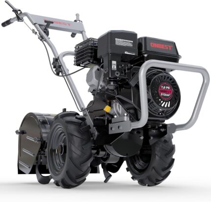 Gartenfräse Benzin – mit 48 cm Arbeitsbreite – 4-Takt Motor – 4,1 kW / 7,0 PS – 12 Messer – 175-350 mm Arbeitstiefe – Gartenfräse – Gartenhacke – Kultivator – umgraben & auflockern vom Boden