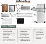 BURNHARD 2-Brenner Gasgrill FRED Jr. Deluxe Series 3 inkl. 900°C Infrarot-Keramikbrenner, Edelstahl-Grillrost, Grillabdeckung, Edelstahl Grillwagen + klappbare Seitentische