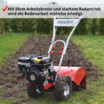HECHT Benzin-Gartenfräse 750 Motorhacke Kultivator Bodenhacke Bodenfräse Fräse (Motorleistung: 4,7 kW (6,5 PS), 50 cm Arbeitsbreite, 4 Kreisel mit je 4 Messern)