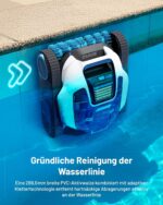 (2026 Neues) Spino E1 Poolroboter Wand und Boden, Wasserleitung, Laufzeit von 210 Minuten, 21950 LPH Max, 5 Modi, kabelloser Poolsauger, Navigation SmartArc, App-Steuerung, ideal für Pools mit 150 m²