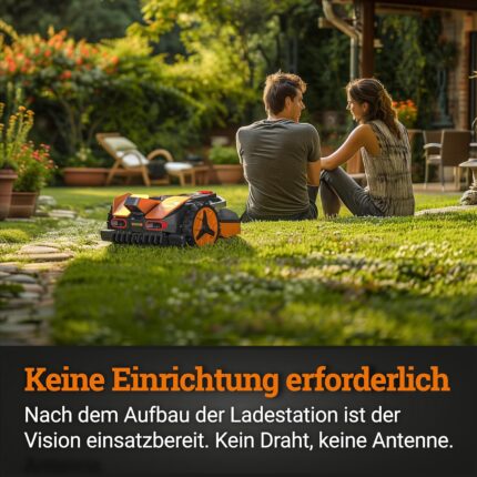 WORX Landroid Vision L1600 WR216E.1 - Mähroboter ohne Begrenzungskabel für Gärten bis 1600m², AI Rasenmäher Roboter (WLAN & Bluetooth, aktive Hindernisvermeidung mit KI-Technologie, Igelschutz)